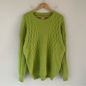 Aritzia Sunday Best Peggy Lime Green Cableknit Sweater Oversized